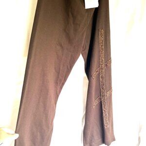 NWT Vintage Lauren Vidal Unique Pants Trousers in Espresso Brown Size L